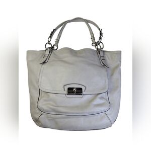 Coach Y2K White Leather Tote Bag | Silver Hardware | Large Shoulder Bag